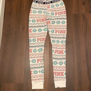 Victoria's Secret PINK fair isle print henley pajama pants in white